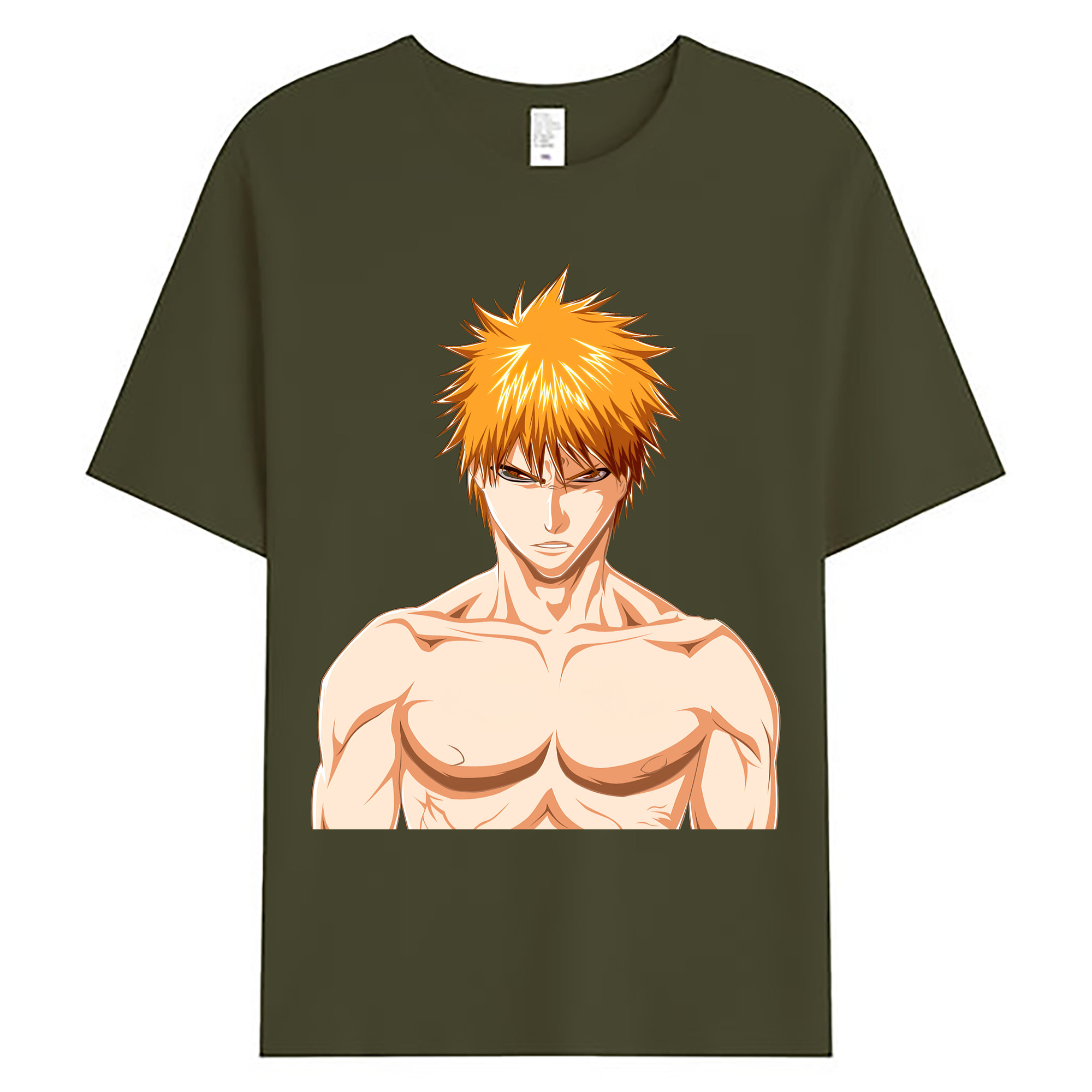 （画像用） ブリーチ 黒崎一護（くろさき いちご）BLEACH Kurosaki Ichigo 綿100％ メンズ半袖Tシャツ｜肌触りやわらか＆通気性
